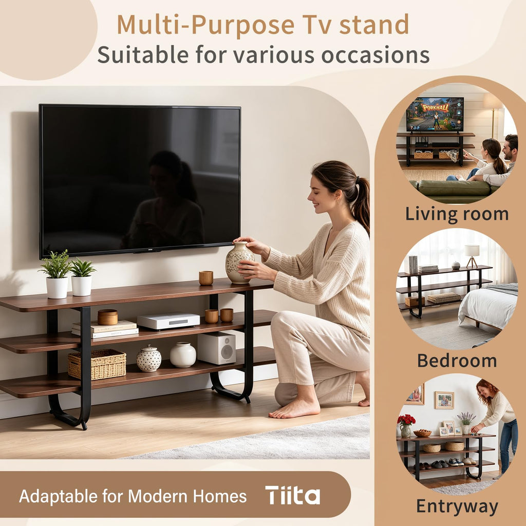Walnut 3-Tier TV Stand B15593