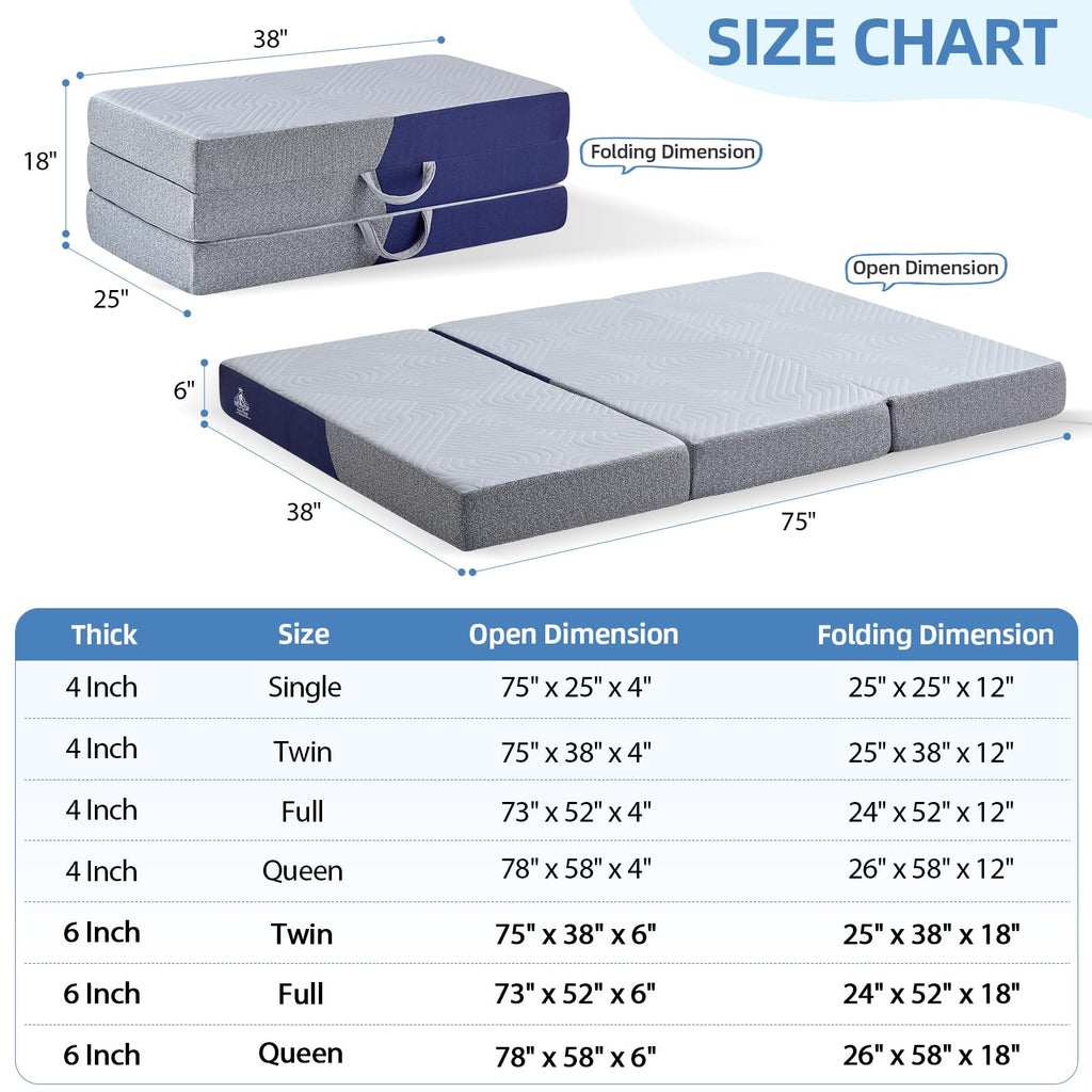 6 Inch Cooling Memory Foam Foldable Mattress Twin Size F515095