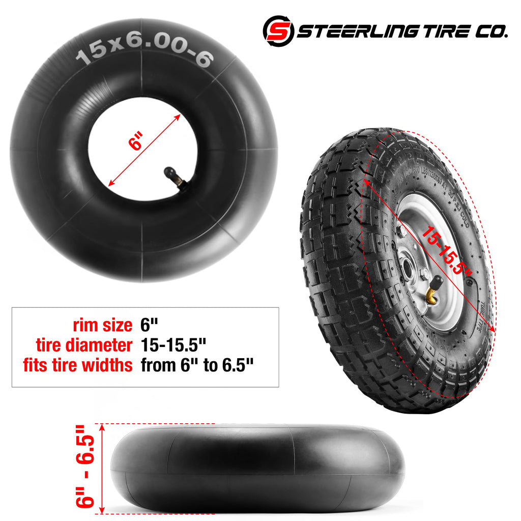 15x6.00-6" Inner Tubes, 2 Pack with TR-13 Straight Valve Stem U45215