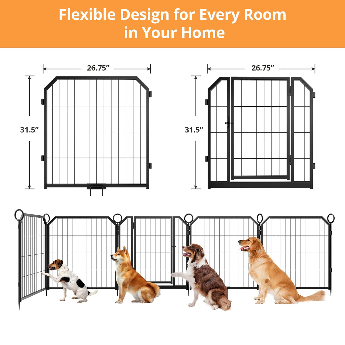 32'' 16 Panels Heavy Duty Metal Dog Playpen P397