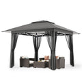 13x13 Pop Up Gazebo Tent with Mosquito Netting Grey D951