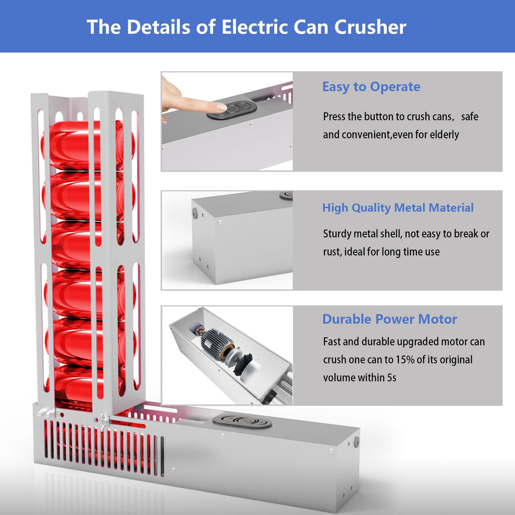 Electric Can Crusher for Recycling 8/12/16oz Cans H68797