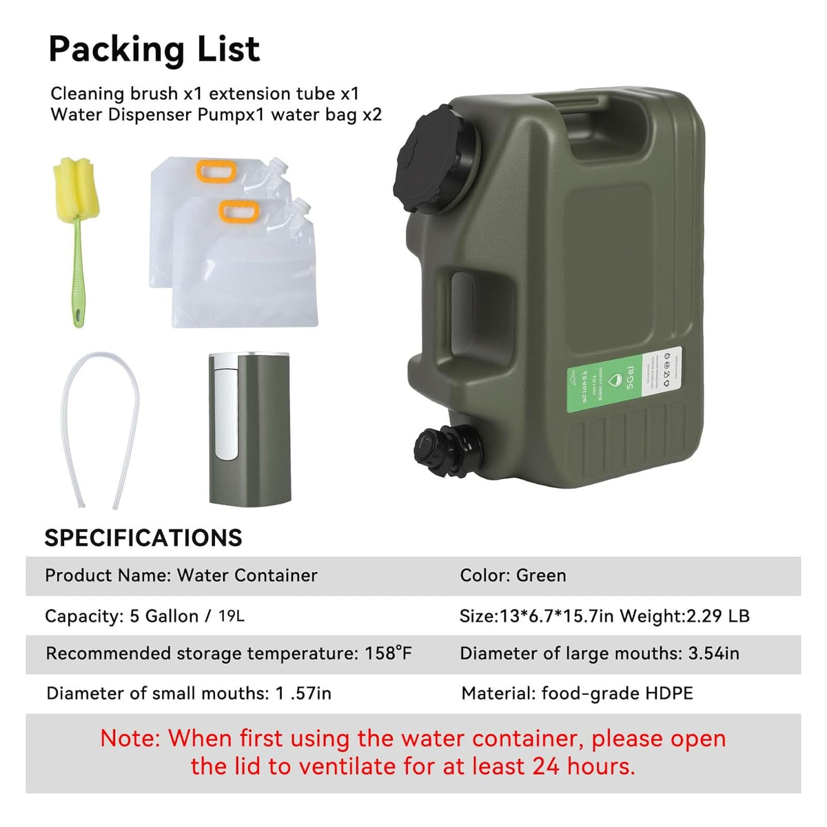 5 Gallon BPA Free Water Jug A181
