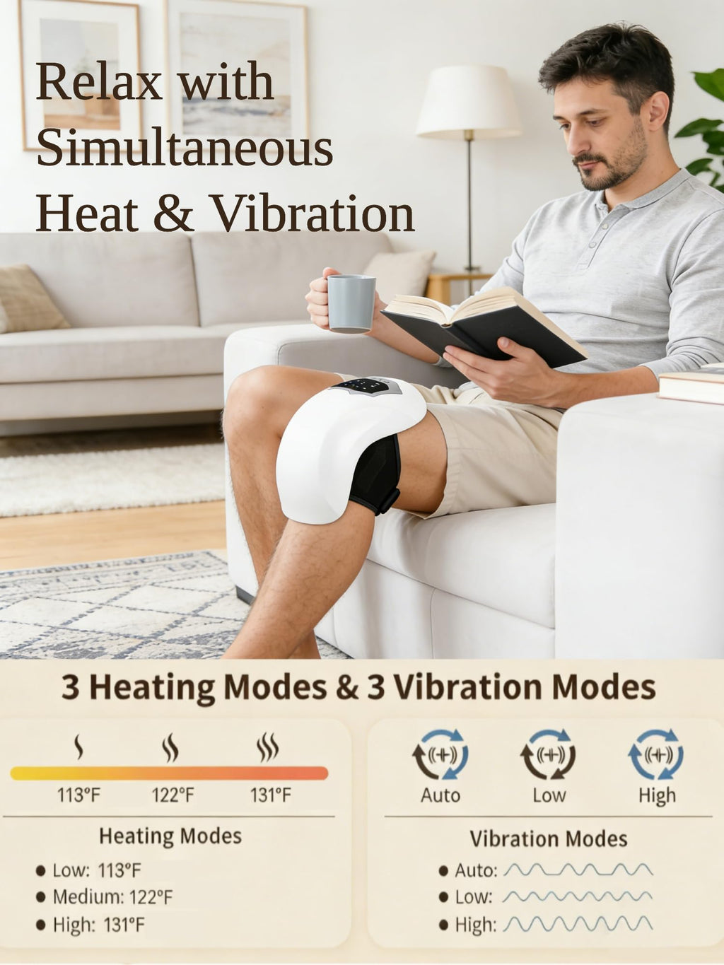 Cordless Portable Knee Massager with 3 Vibration Modes Q407823