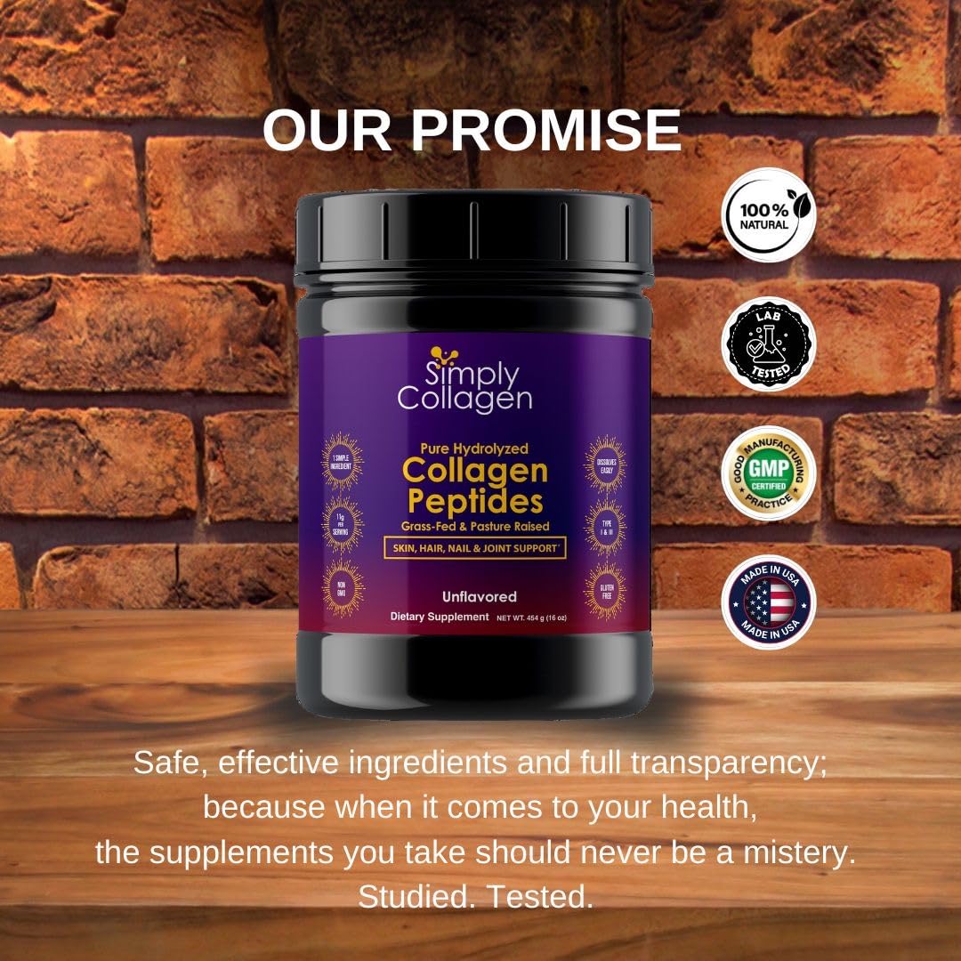 Hydrolyzed Collagen Peptides Powder Unflavored Type I & III 41 Servings W303545