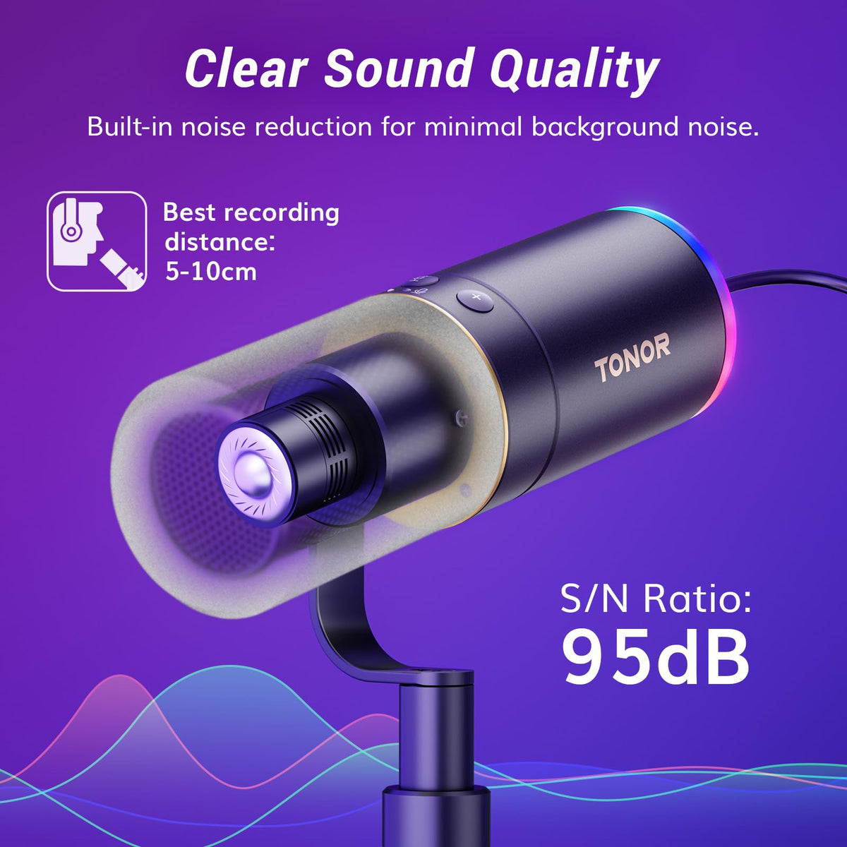 Black XLR USB Dynamic Podcast Microphone with Boom Arm U7450