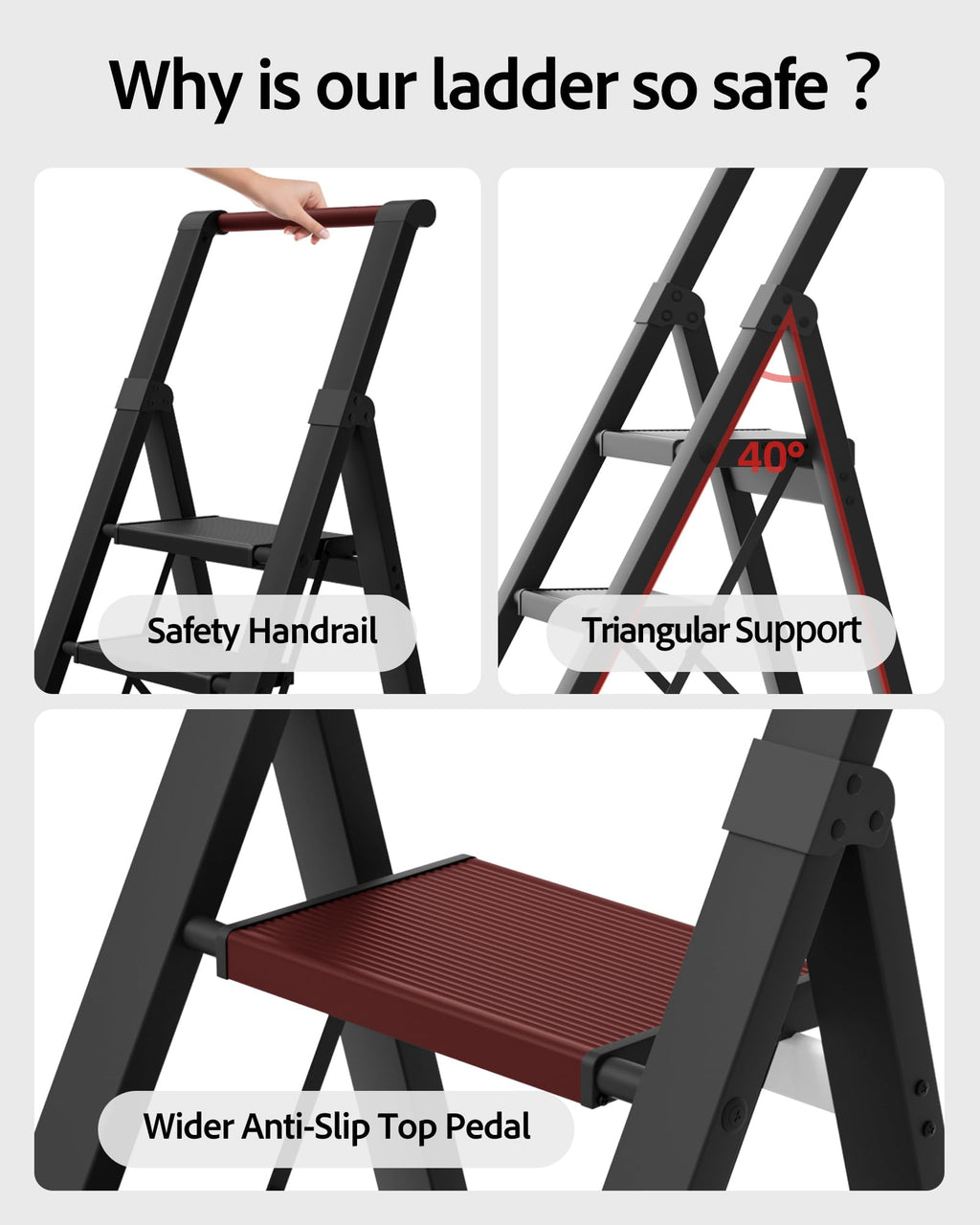 5 Step Aluminum Folding Ladder Y1986