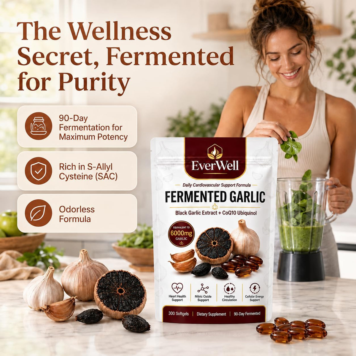 Black Garlic CoQ10 Softgels, 300 Softgels Q5916