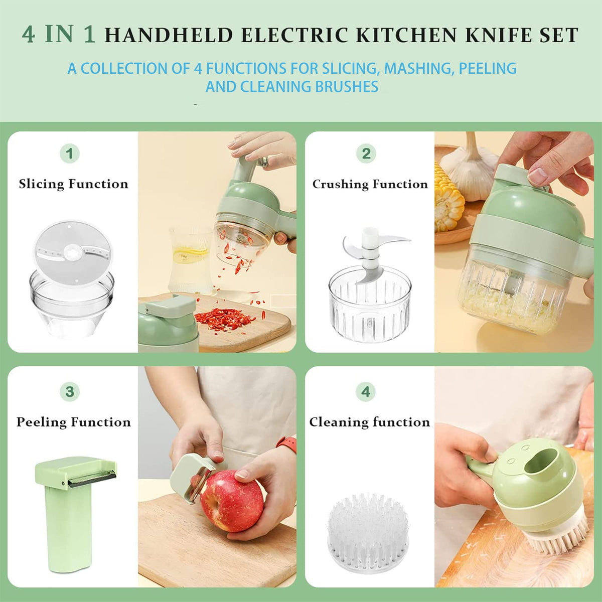 4 in 1 Handheld Electric Vegetable Cutter Set V191