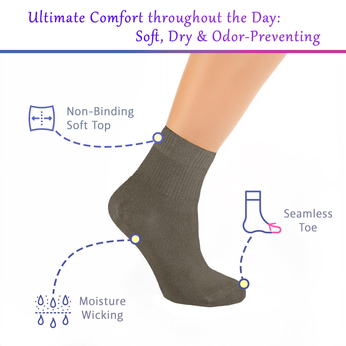 Bamboo Viscose Non Binding Ankle Socks O545