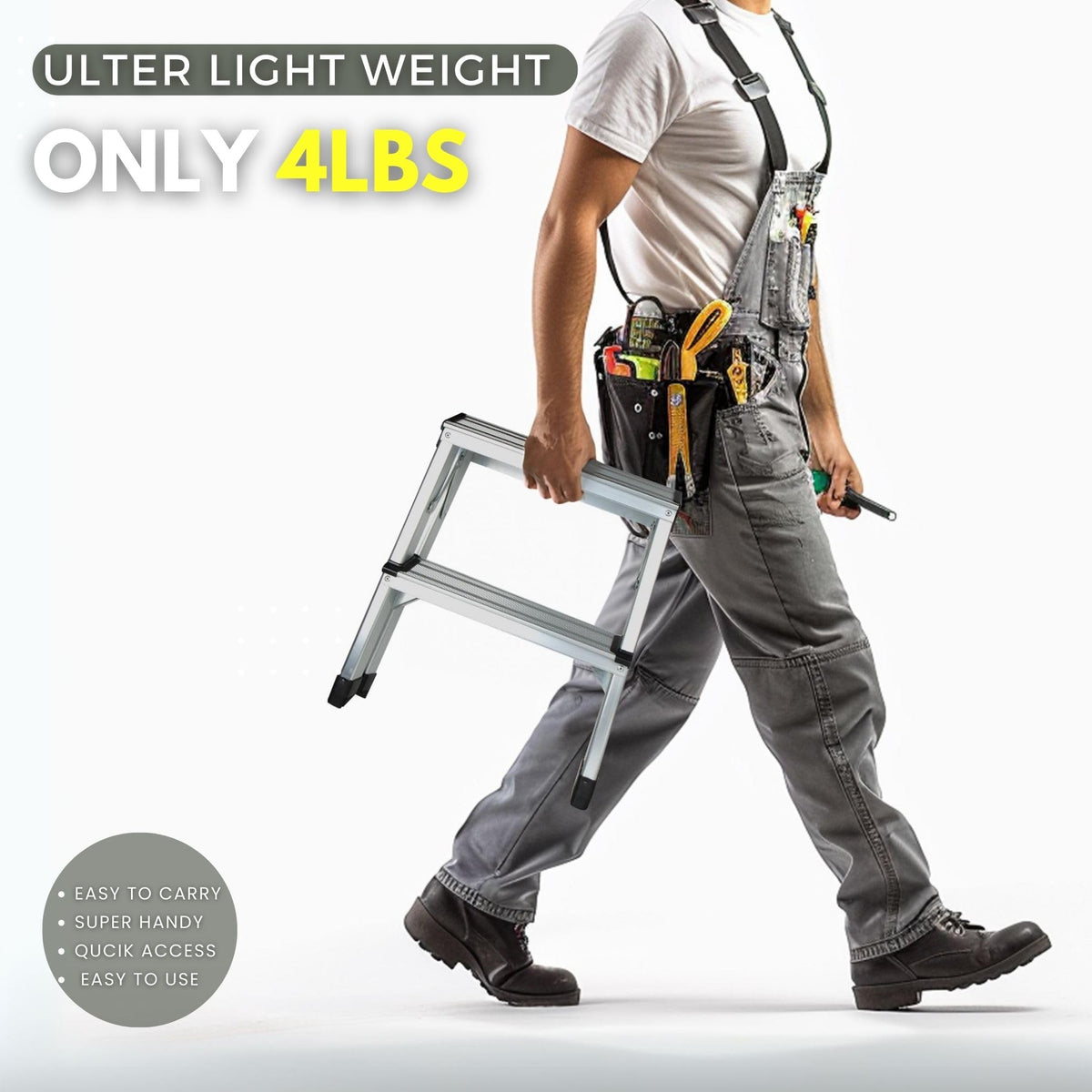 2 Step Aluminum Folding Ladder 330lbs M441238