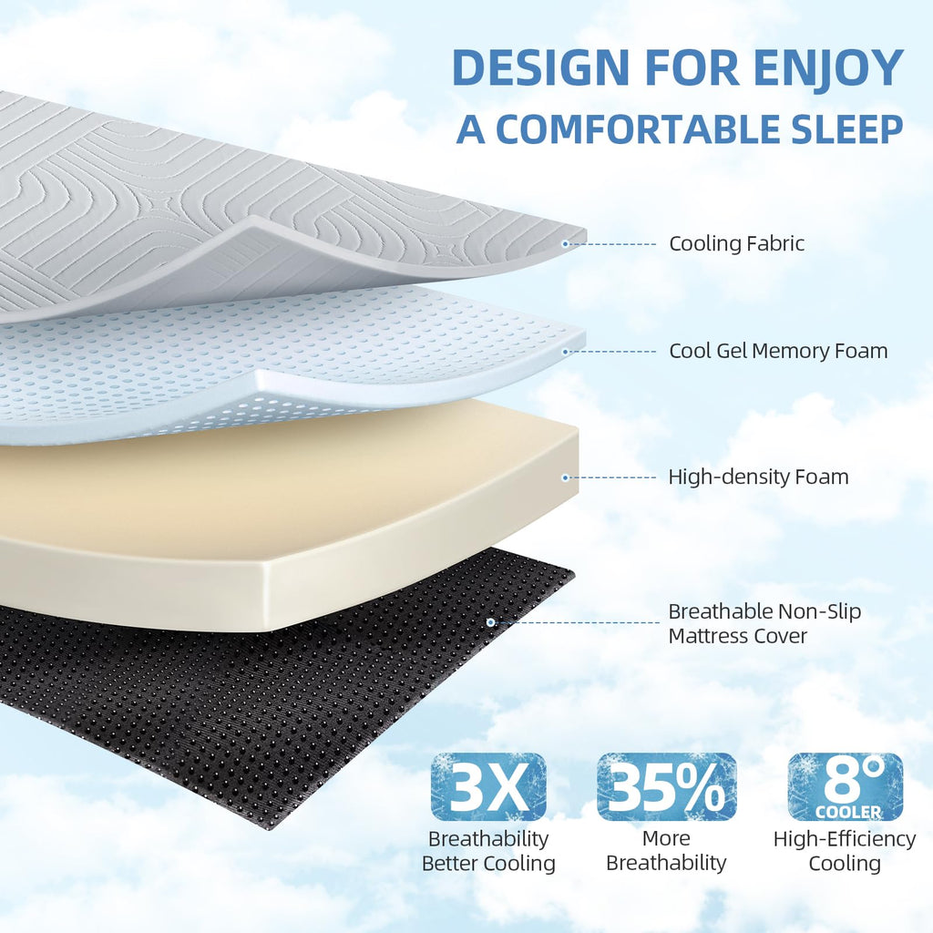 6 Inch Cooling Memory Foam Foldable Mattress Twin Size F515095