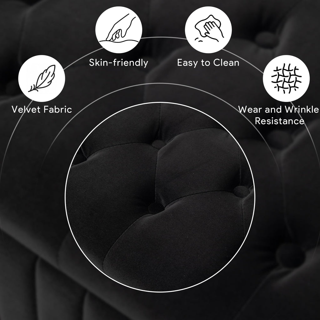 Black Velvet Upholstered Storage Bench S481134