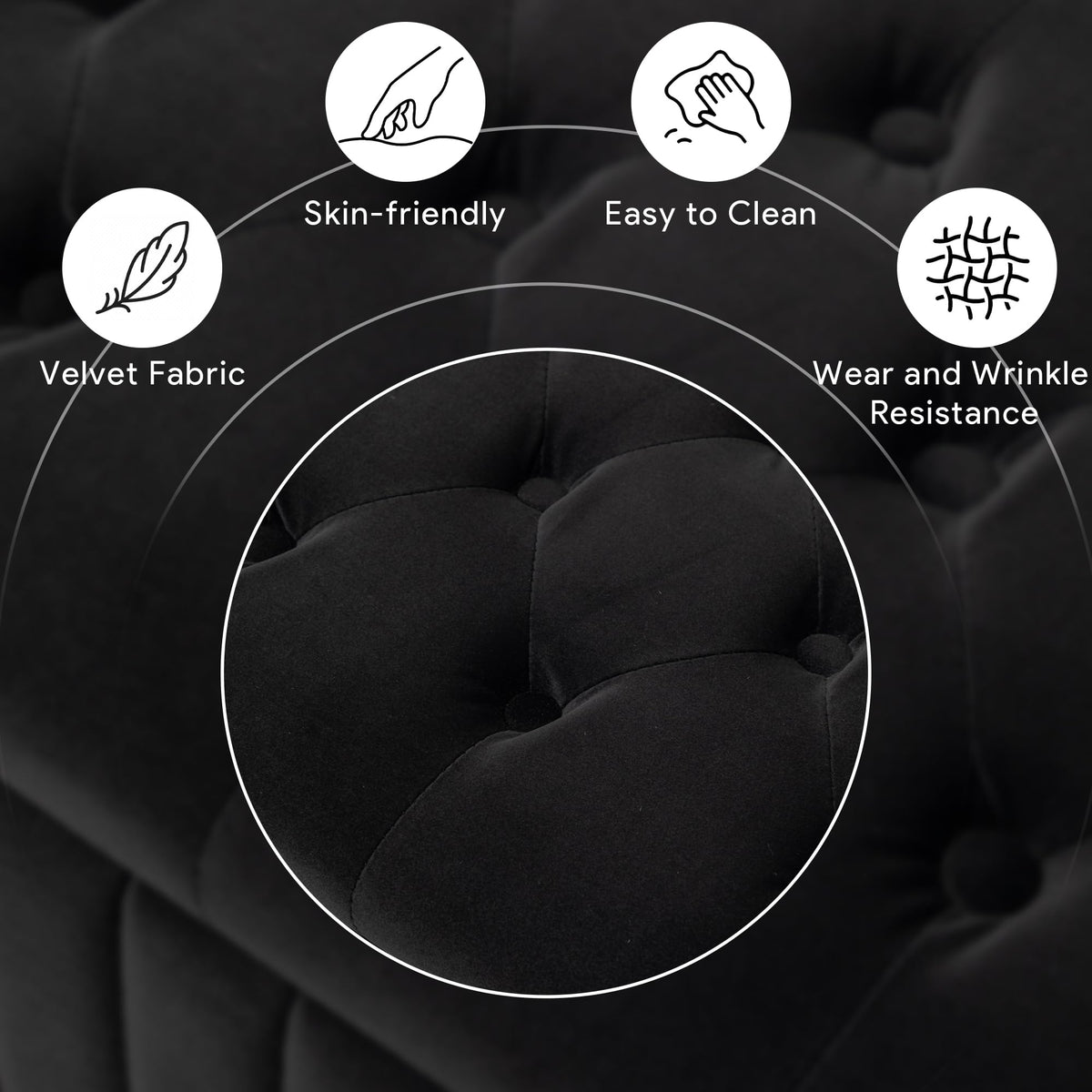 Black Velvet Upholstered Storage Bench S481134