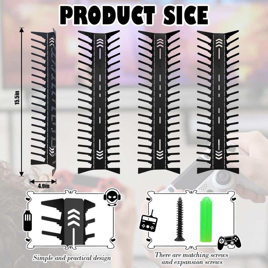 4-Pack Wall Mount Metal DVD Rack Holds 72 Games F912