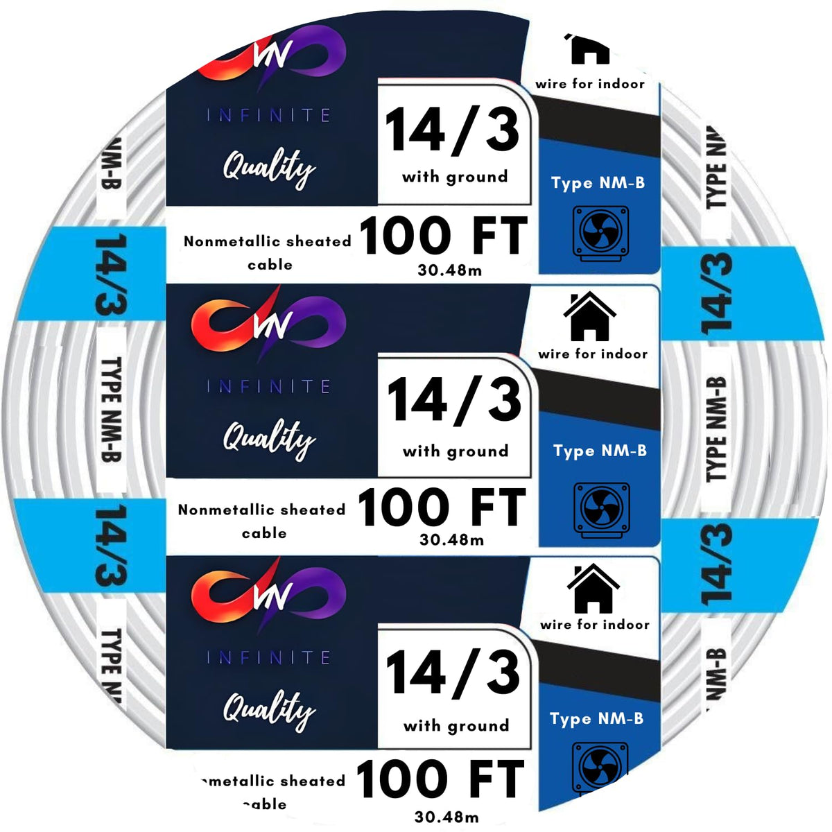 14 Gauge 3 Conductor NM-B Electrical Wire 100 Ft F746840