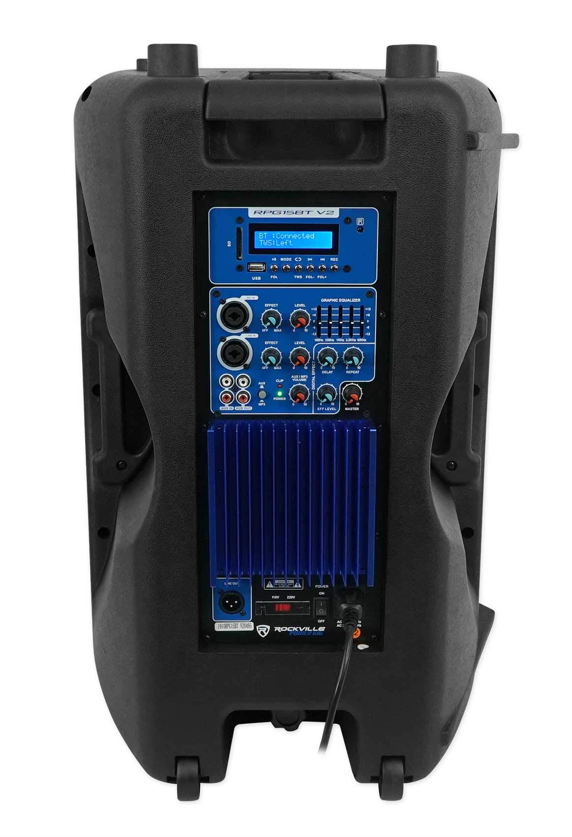 12-Inch Powered PA Speakers 2-Pack with LED Stands F421324