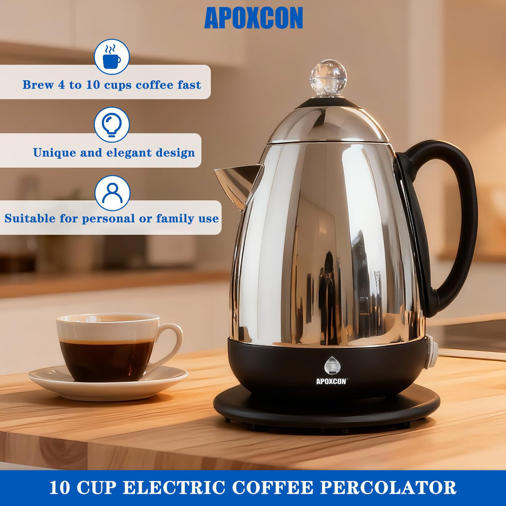 Electric Stainless Steel Coffee Percolator 10 Cup Z532778