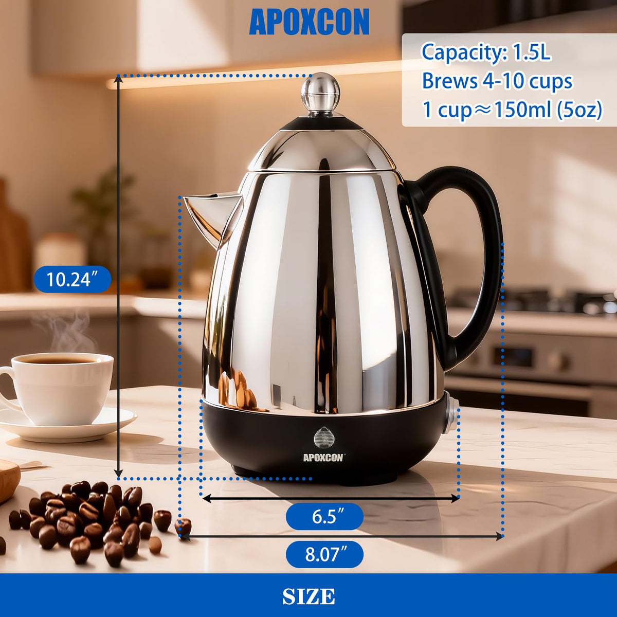 Electric Stainless Steel Coffee Percolator 10 Cup Z532778