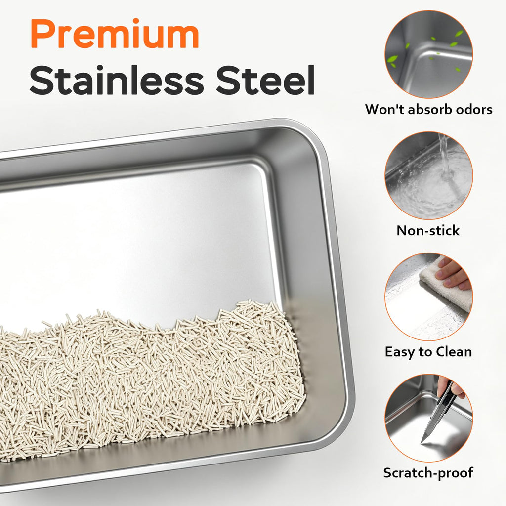 Stainless Steel Enclosed Cat Litter Box with Lid and Scoop H14595