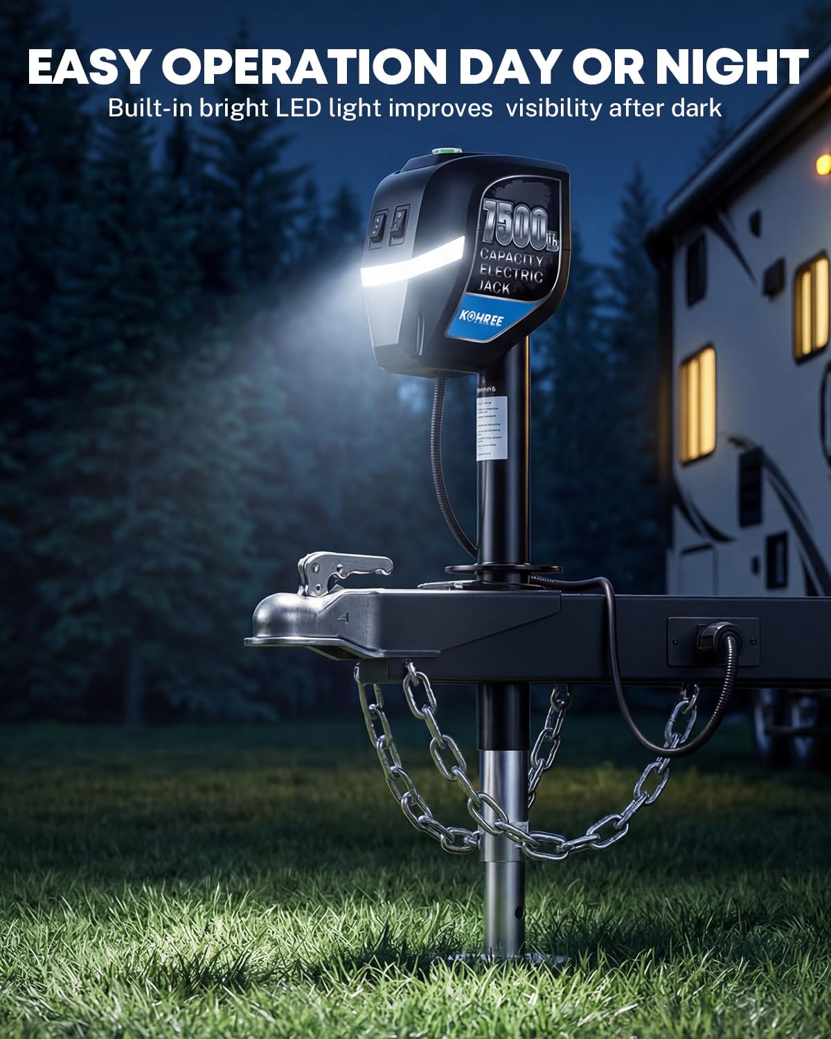 7500lbs Electric Trailer Jack with 7 Way Plug V5508