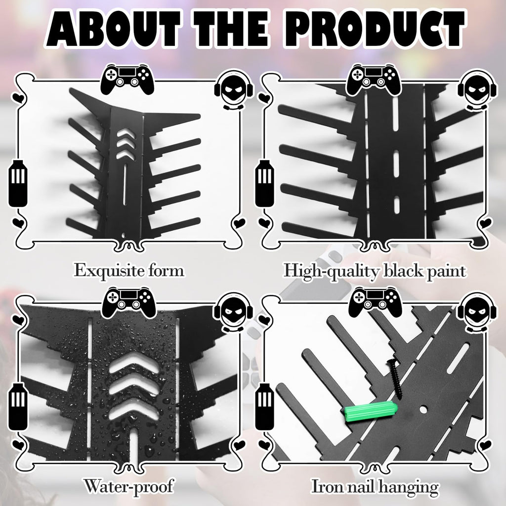 4-Pack Wall Mount Metal DVD Rack Holds 72 Games F912