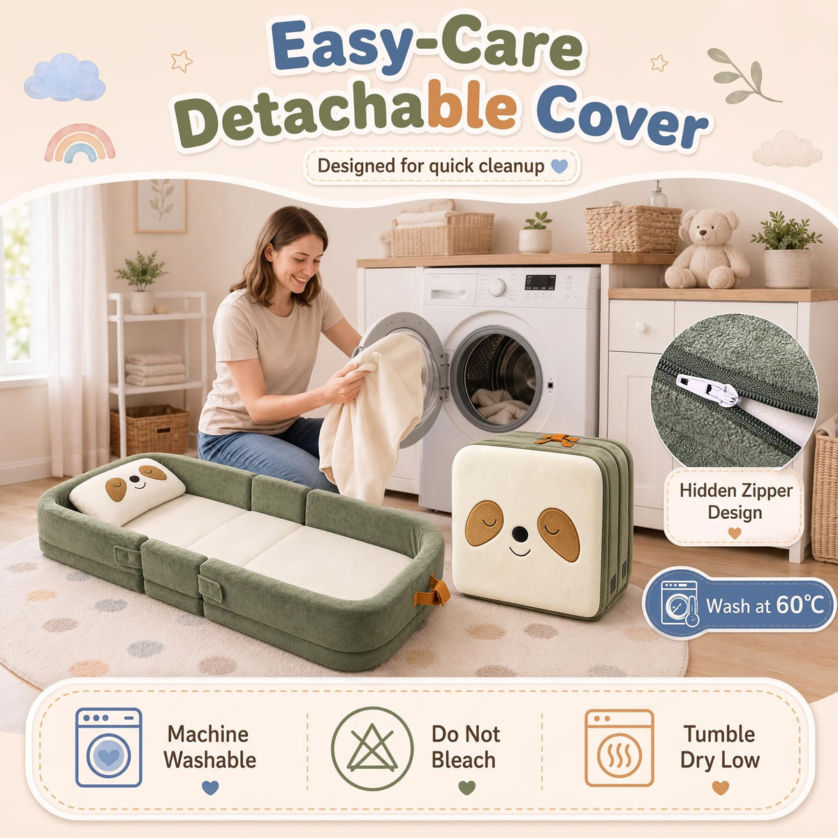 Foldable Portable Toddler Travel Bed with Pillow I274242