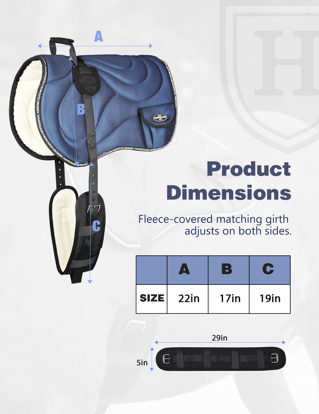 Mesh Bareback Horse Riding Pad with Girth W552