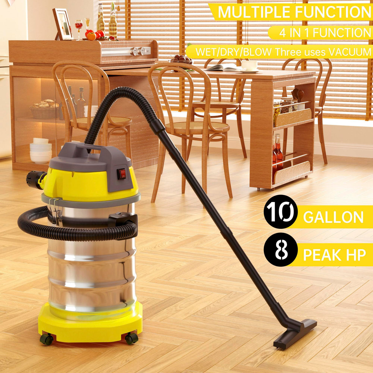 10 Gallon 8 Peak Hp Wet/Dry Shop Vacuum with Attachments S68643