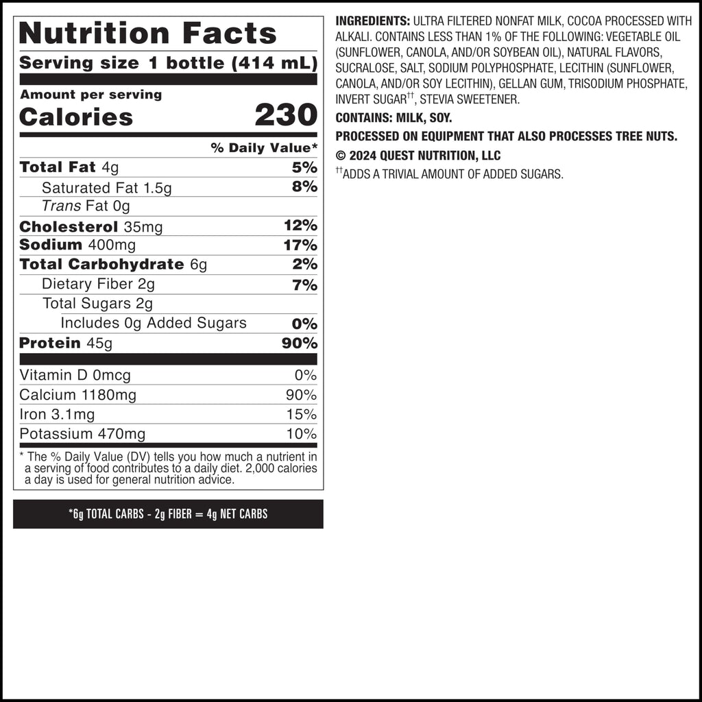 Chocolate Protein Shake, 45g Protein, 12 Count D976