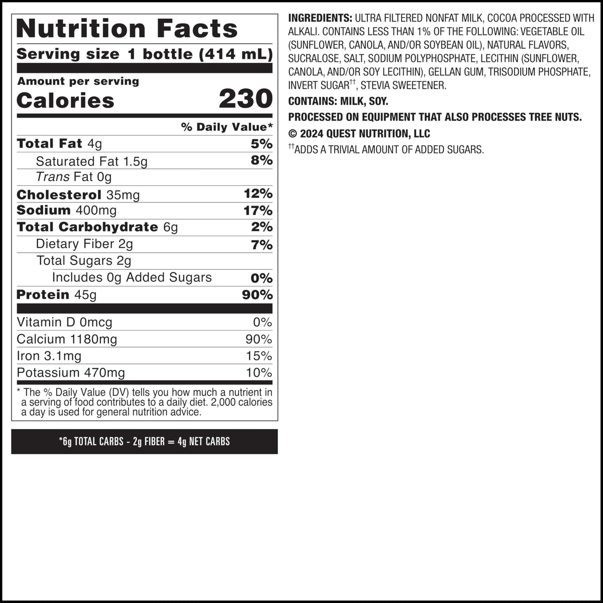 Chocolate Protein Shake, 45g Protein, 12 Count D976