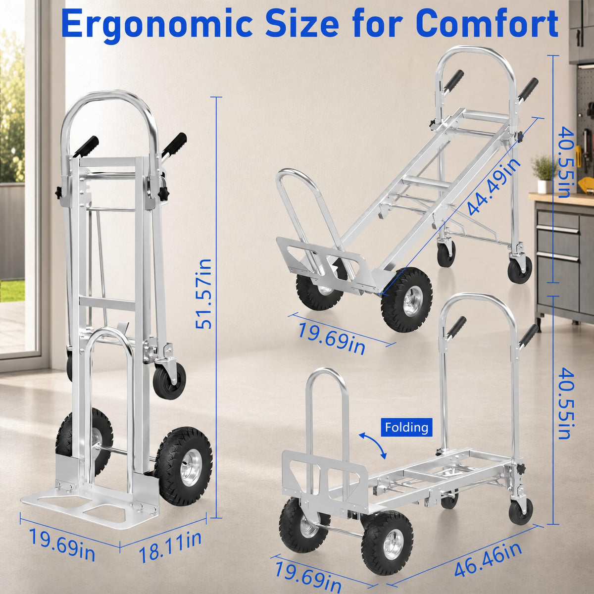 4 in 1 Stainless Steel Folding Hand Truck Dolly Y7303