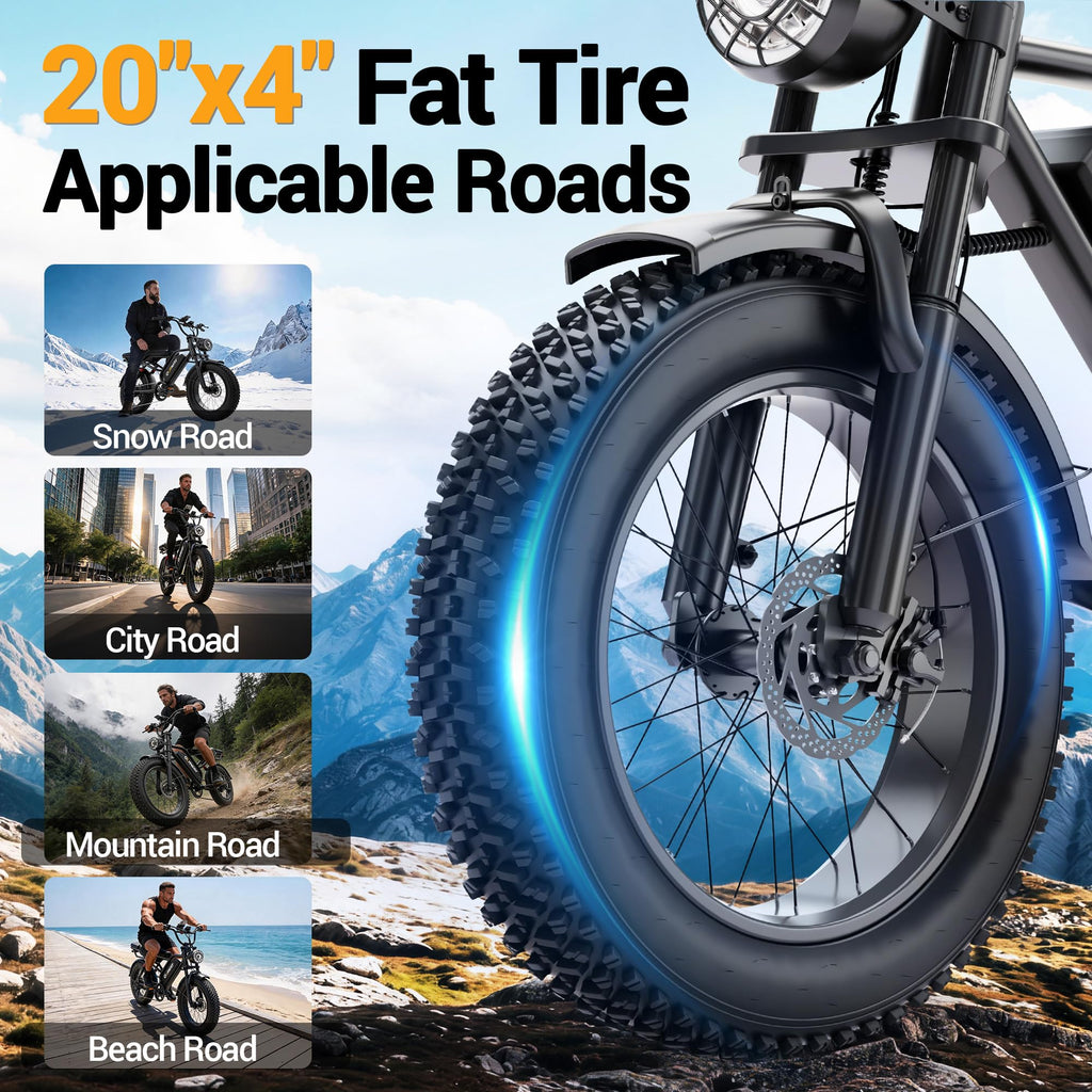 20" Fat Tire 1500W Electric Bike with Removable Battery T5192