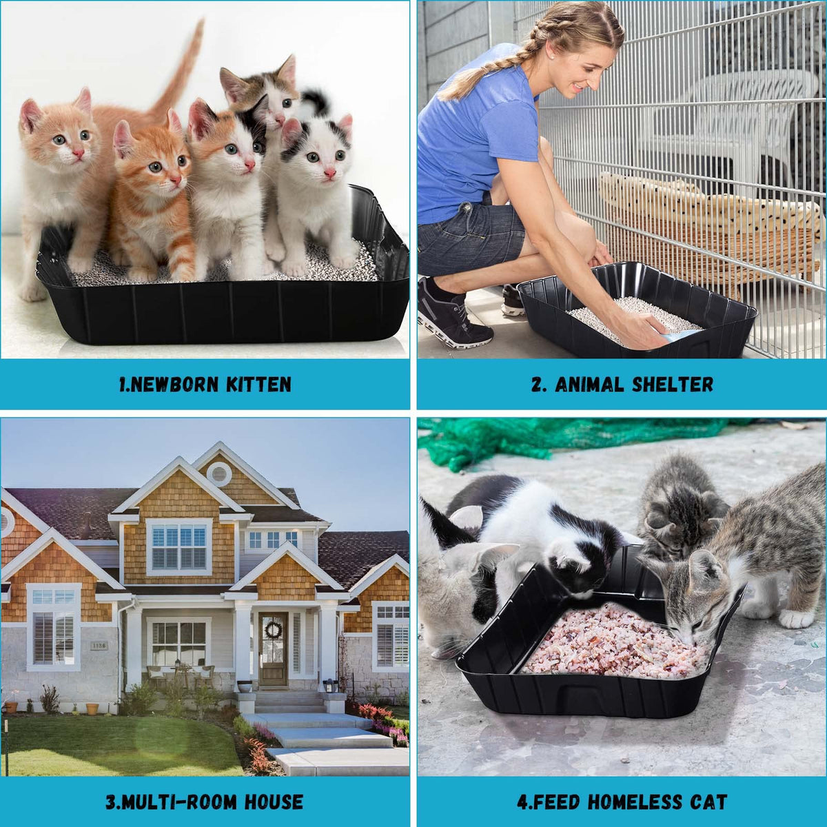50 Pieces Disposable Litter Box for Cats Large Black L32216