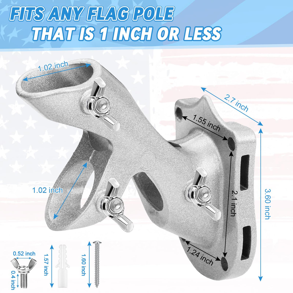 1" Metal Flag Pole Holder with 3 Fixed Holes G987