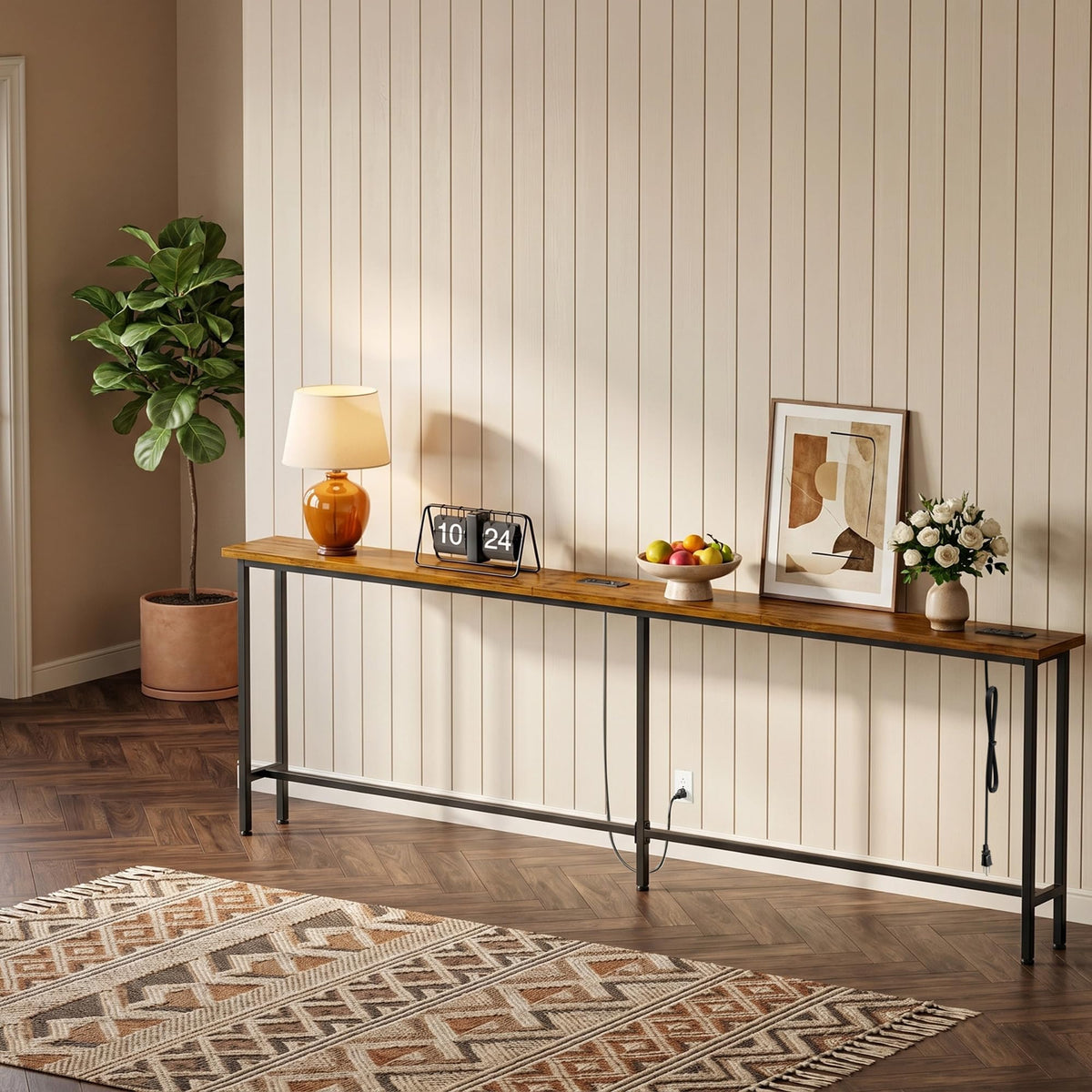 102 Inch Narrow Sofa Table with Power Outlets S93762