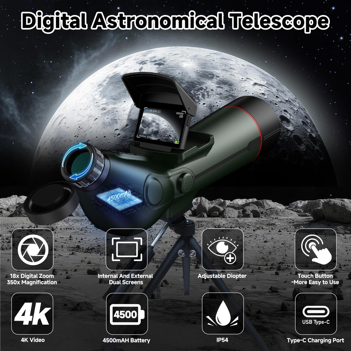 Auto-Focus Portable Digital Electronic Telescope M8225