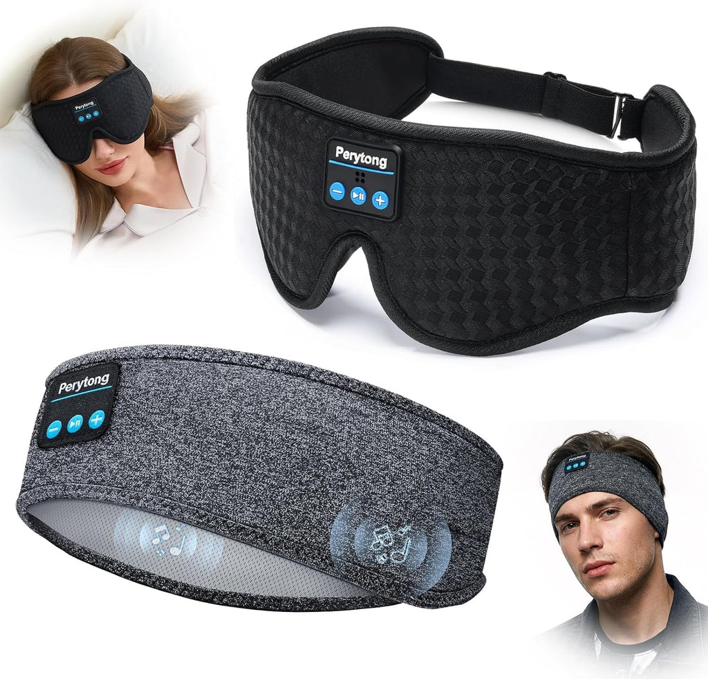2 Pack Bluetooth Sleep Mask and Headband Headphones Set N2173