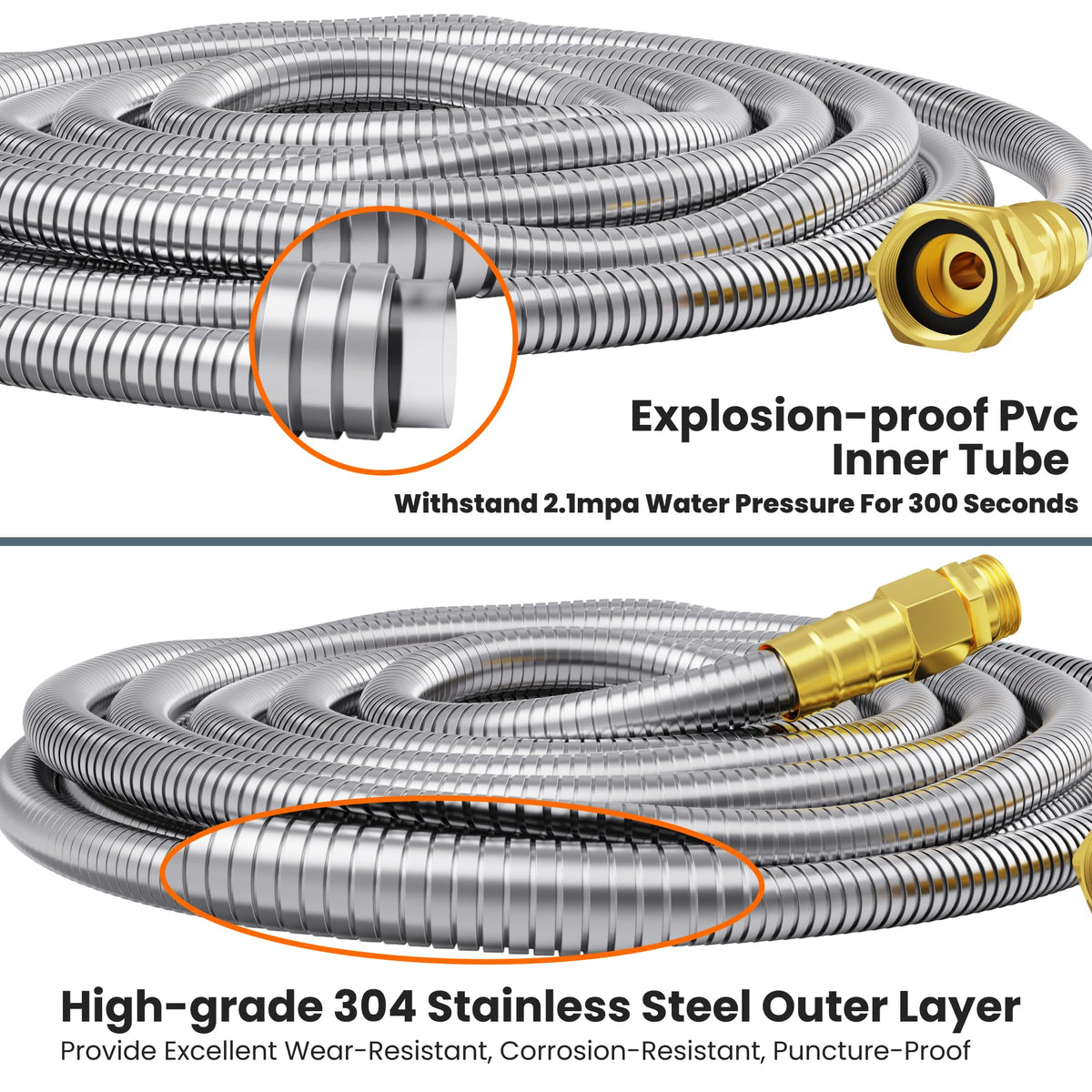 Garden Hose 100ft x 5/8" Stainless Steel J5246