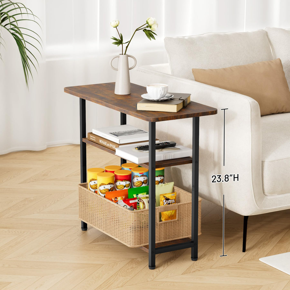 3-Tier Side Table with Storage Tabletop Y509