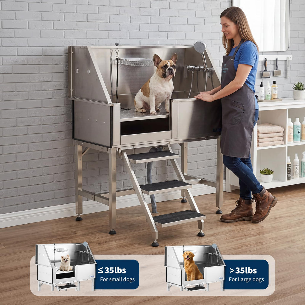 46 Inch Stainless Steel Dog Washing Station with Access Stairs N424