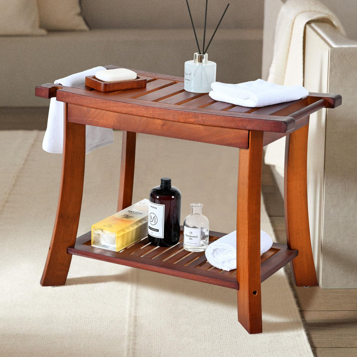 24" 2-Tier Teak Shower Bench G512