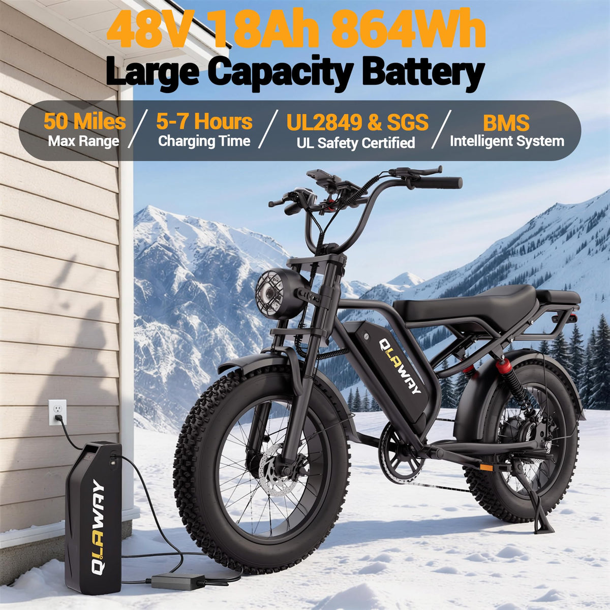 20" Fat Tire 1500W Electric Bike with Removable Battery T5192