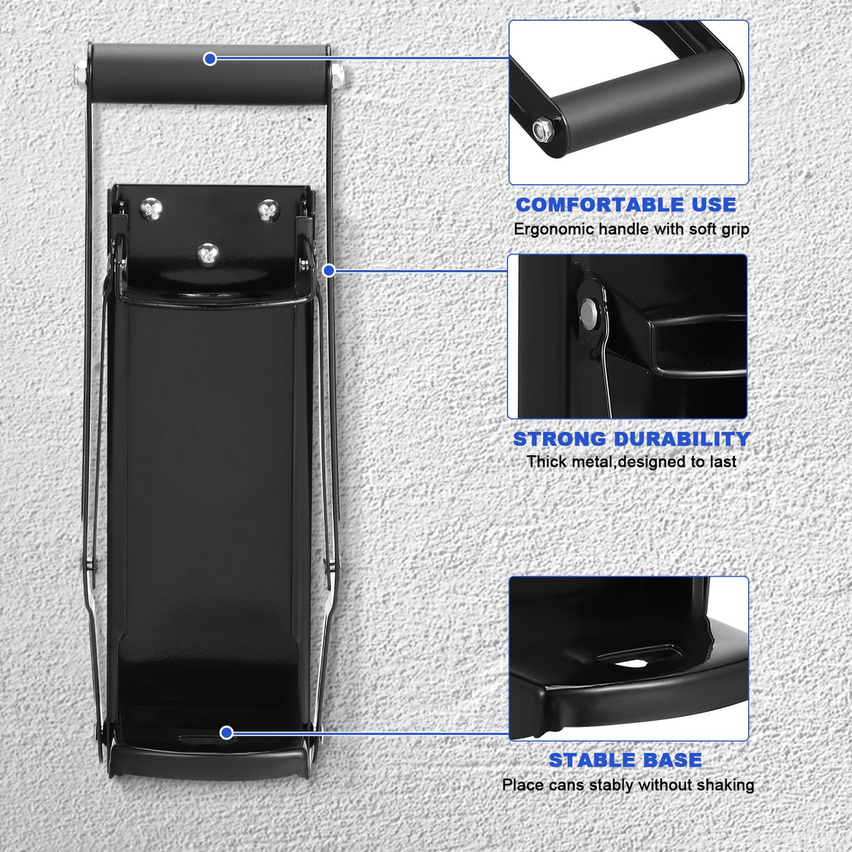 Black Wall Mounted Can Crusher with Bottle Opener Y8351