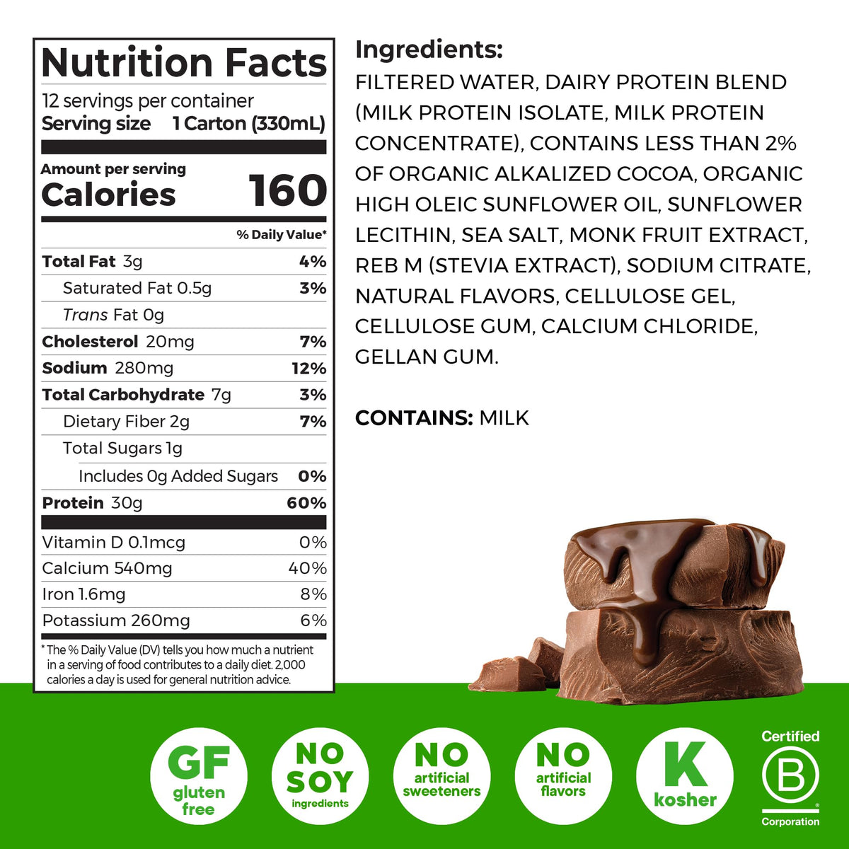 Chocolate High Protein Dairy Shake 11 oz 12pk J6632