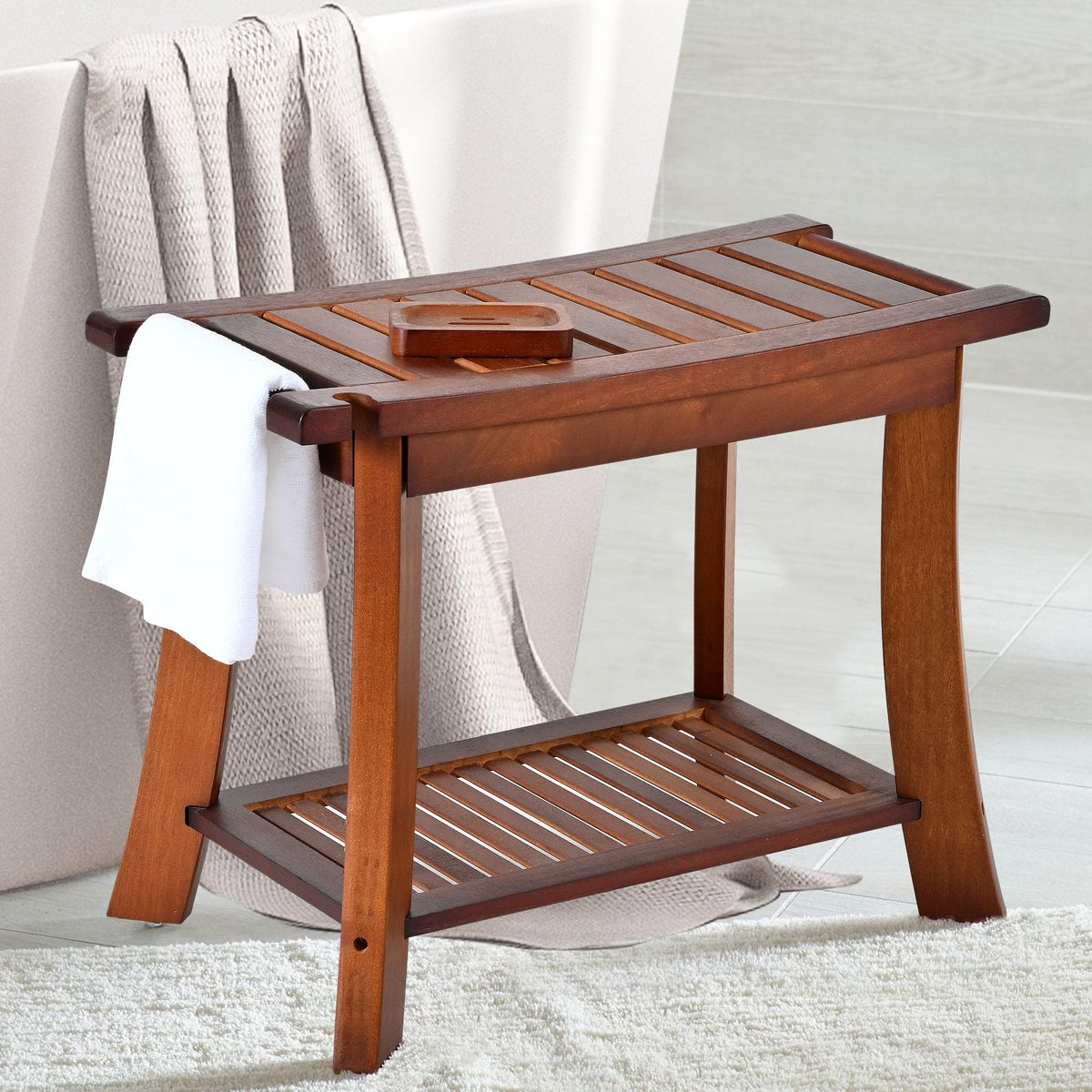 24" 2-Tier Teak Shower Bench G512