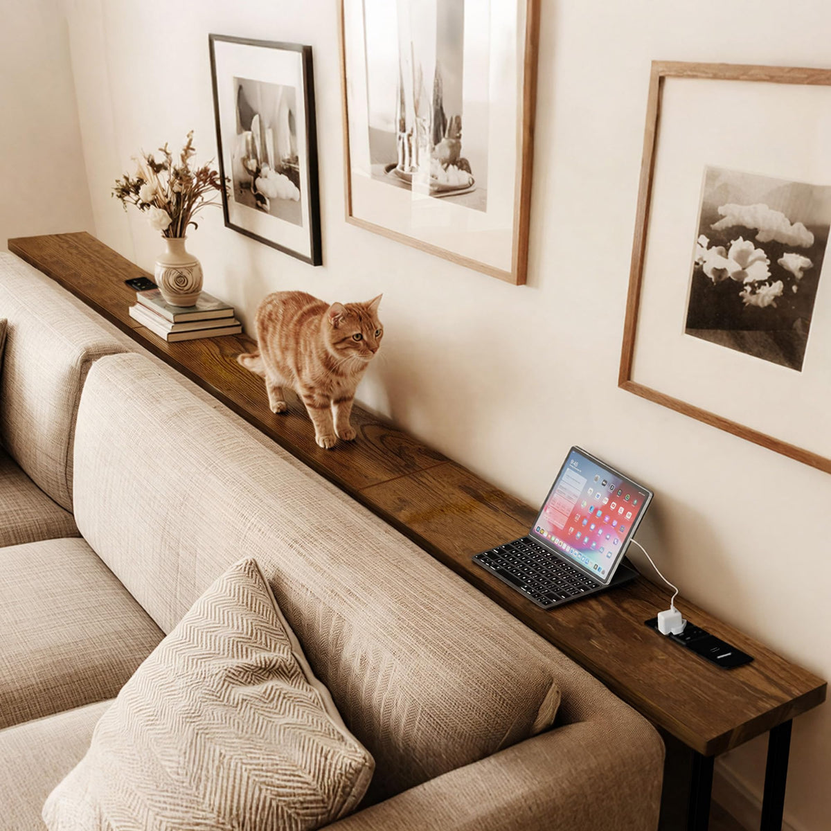 102 Inch Narrow Sofa Table with Power Outlets S93762