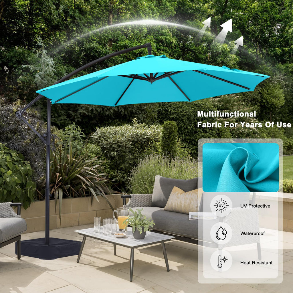 10FT Cantilever Umbrella with Base and Weights Bag R3403