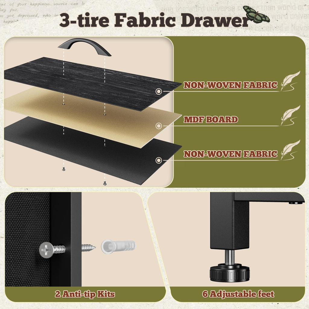 55" W 9 Drawer Dresser with LED and Power Outlets F65779