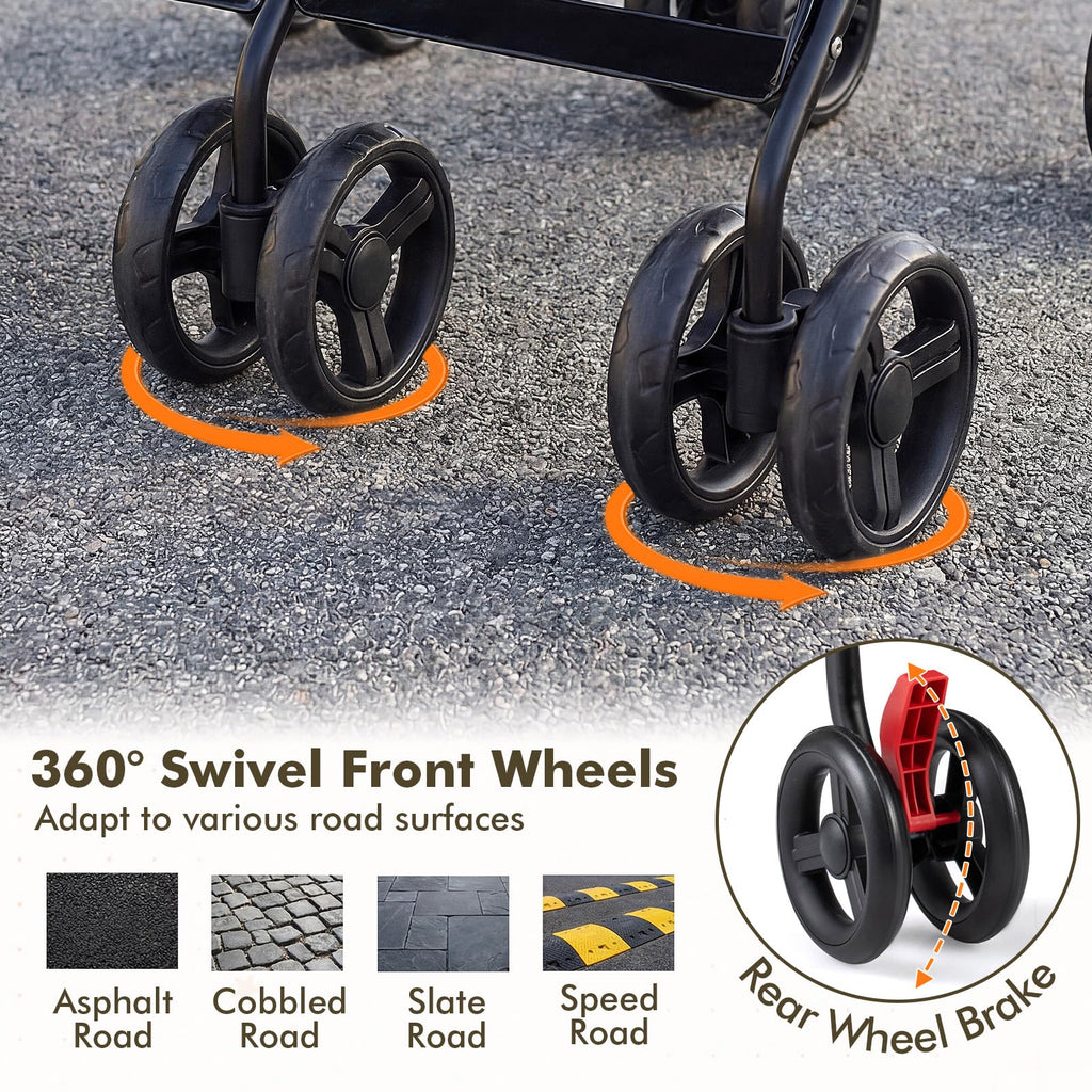 Lightweight Double Umbrella Stroller with Cup Holder and Adjustable Canopy J976